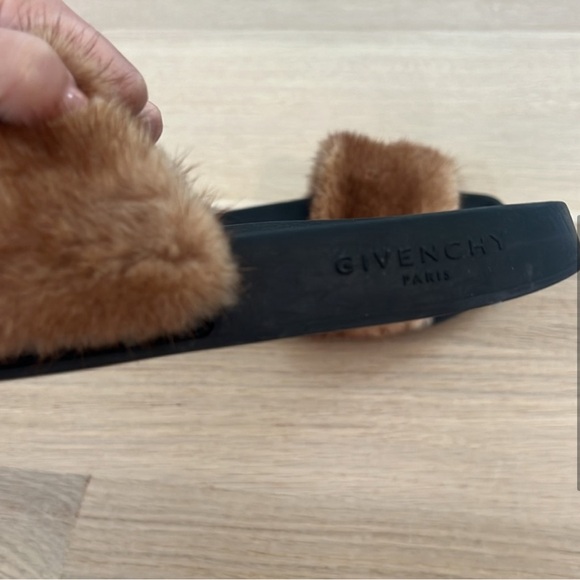 Givenchy Brown and Black Slippers with mink fur Strap - Picture 4 of 6